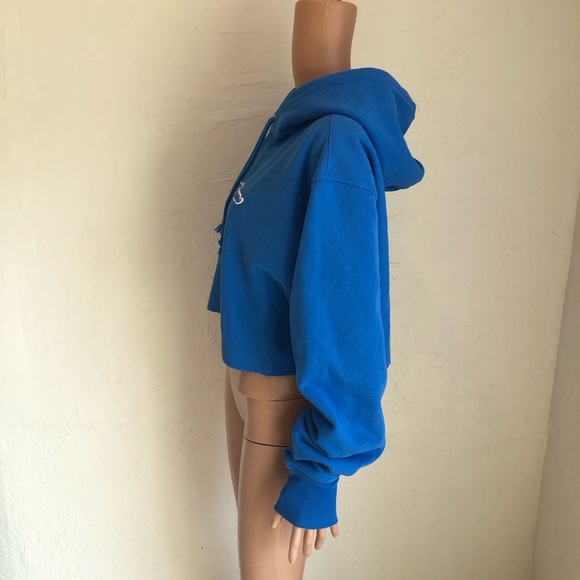 Champion Reverse Weave Cropped Hoodie Sweatshirt Women’s Size M Chenille Logo - Picture 5 of 16